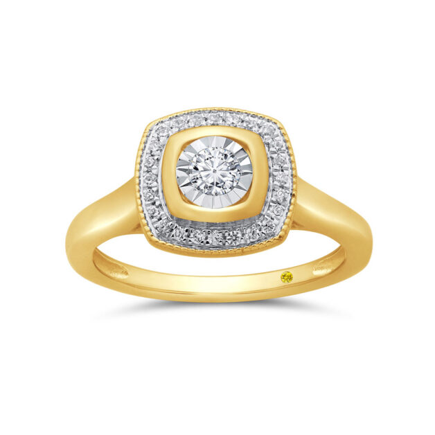 Milgrain Framed Lab Grown Halo Diamond Engagement Ring-1/3 ct. tw.-18K Yellow Gold_1