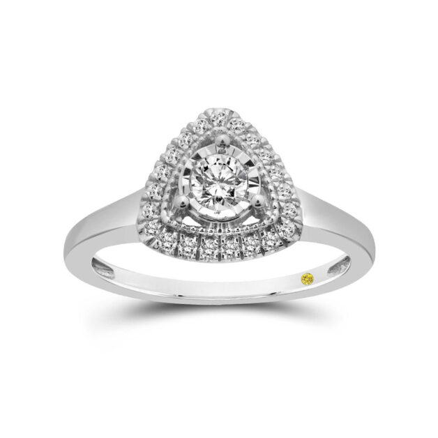Triangular Shaped Lab Grown Halo Diamond Ring-1/3 ct. tw.-18K White Gold_1