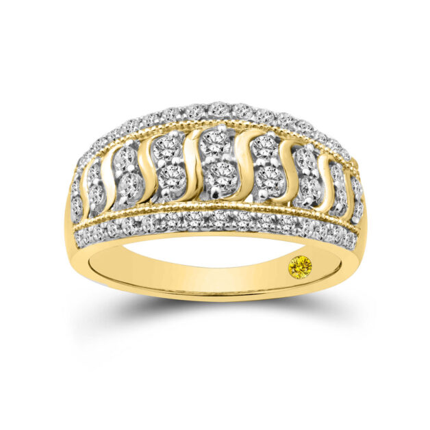 Lab Grown S-Frame Diamond Anniversary Ring-3/4 ct. tw.-18K Yellow Gold_1