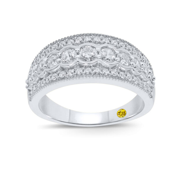 Art Deco Inspired Lab Grown Filigree Diamond Anniversary Ring-1 ct. tw.-18K White Gold_1