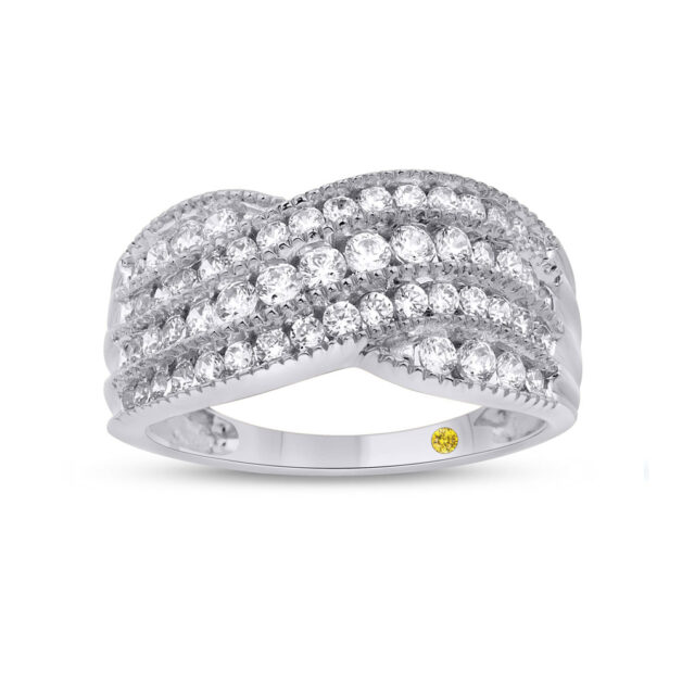 Vintage Inspired Multi Row Lab Grown Crossover Diamond Ring-1 ct. tw.-18K White Gold_1