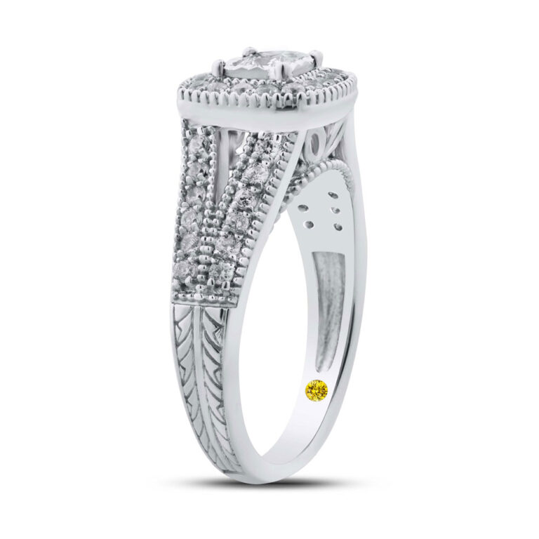 Vintage Inspired Square Halo Lab Grown Diamond Engagement Ring