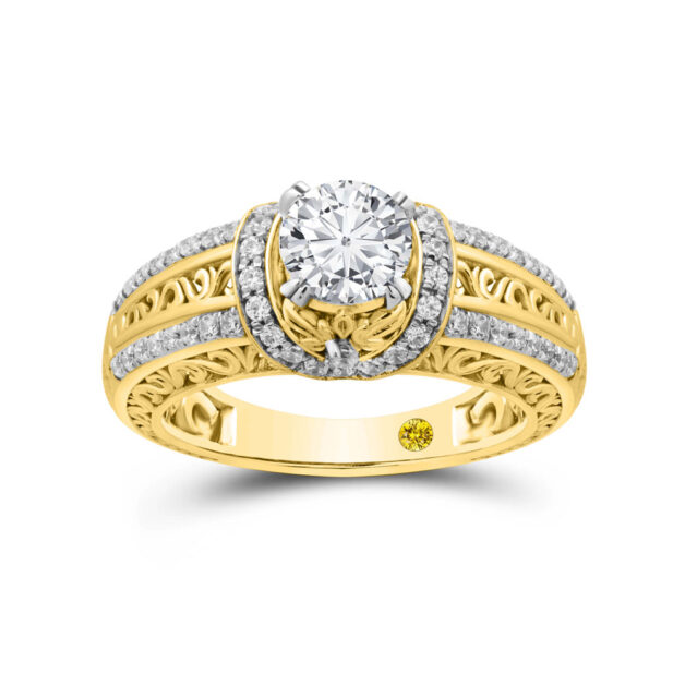 Art Deco Themed Lab Grown Diamond Engagement Ring