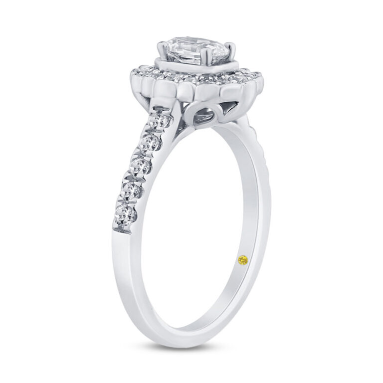 Floral Oval Halo Lab Grown Pavé Diamond Engagement Ring