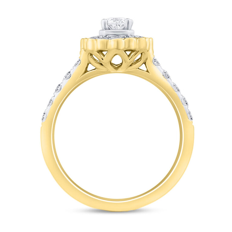 Floral Oval Halo Lab Grown Pavé Diamond Engagement Ring