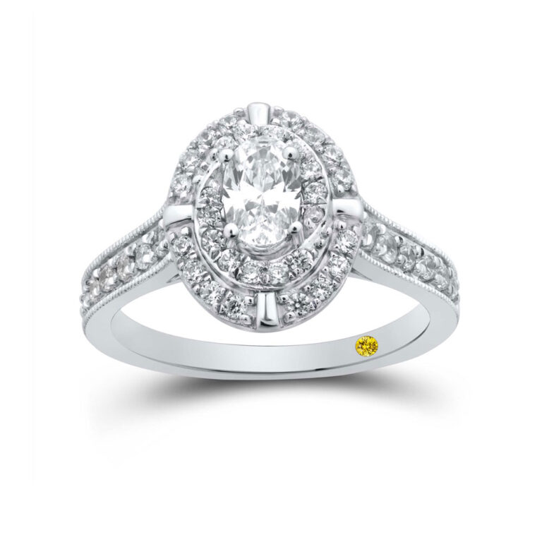 Lab Grown Double Halo Oval Diamond Engagement Ring