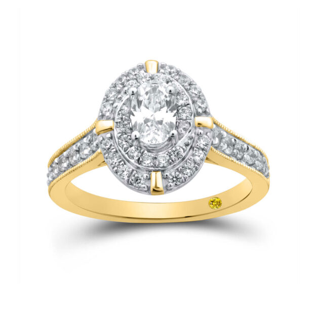Lab Grown Double Halo Oval Diamond Engagement Ring
