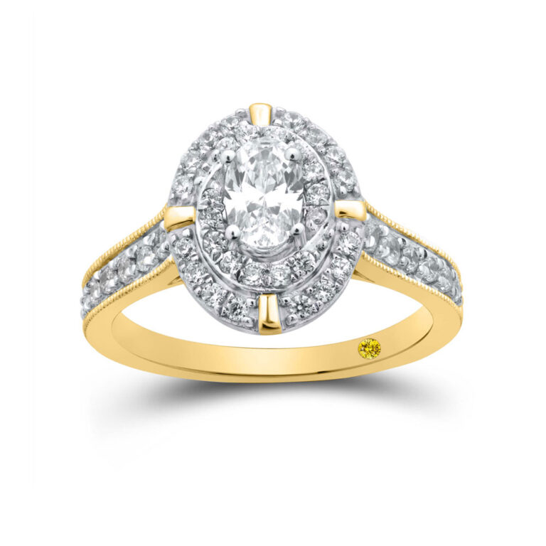 Lab Grown Double Halo Oval Diamond Engagement Ring