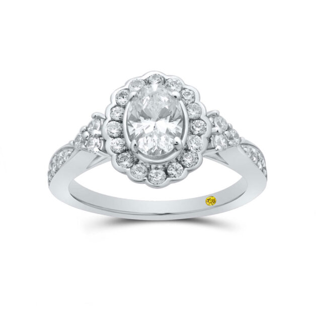 Oval Floral Lab Grown Diamond Engagement Ring