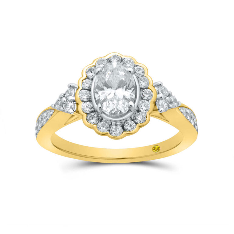 Oval Floral Lab Grown Diamond Engagement Ring