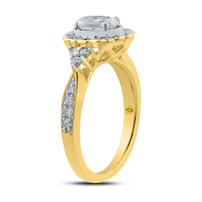 Oval Floral Lab Grown Diamond Engagement Ring