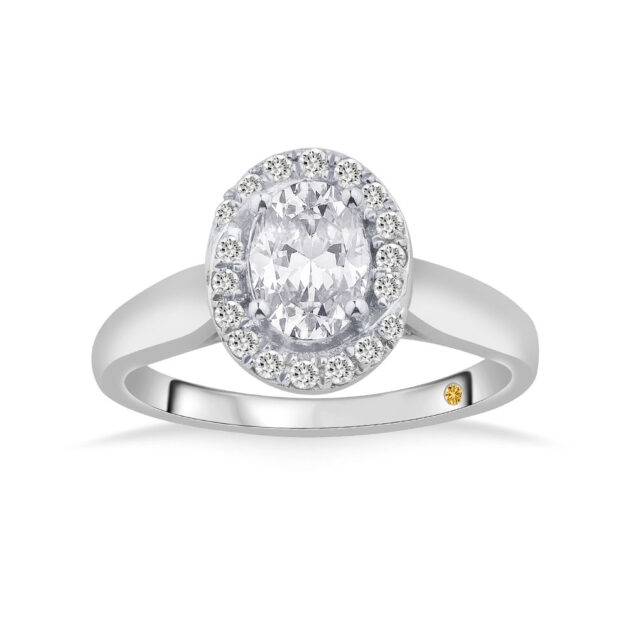 Scroll Halo Lab Created Oval Diamond Engagement Ring