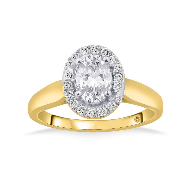 Scroll Halo Lab Created Oval Diamond Engagement Ring