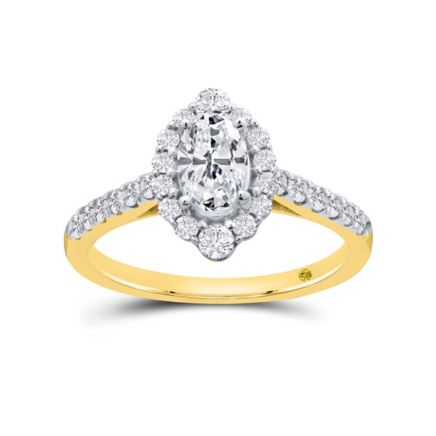 Halo Petal Lab Grown Oval Diamond Engagement Ring