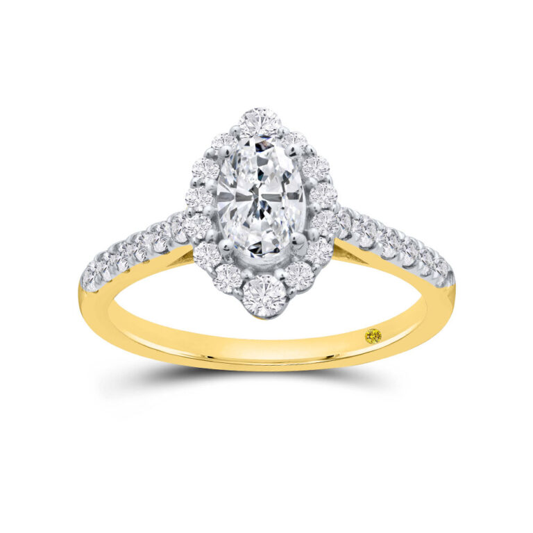 Halo Petal Lab Grown Oval Diamond Engagement Ring