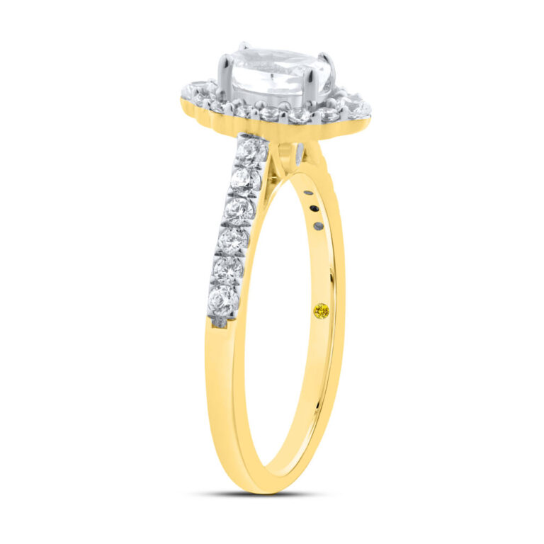Halo Petal Lab Grown Oval Diamond Engagement Ring