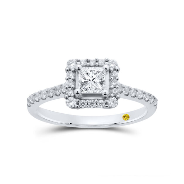 Princess Lumina Lab Created Halo Diamond Engagement Ring