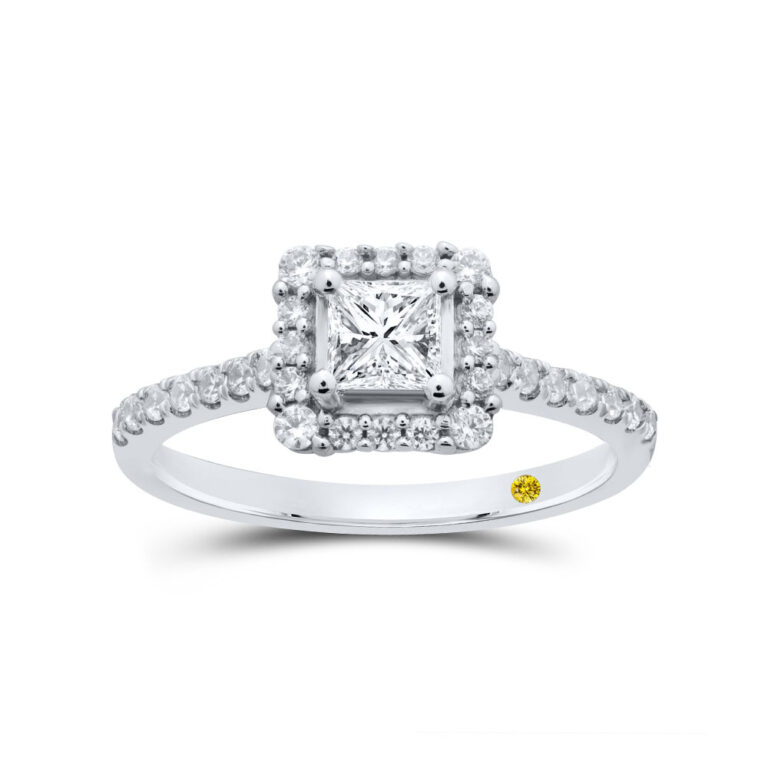 Princess Lina Lab Created Halo Diamond Engagement Ring