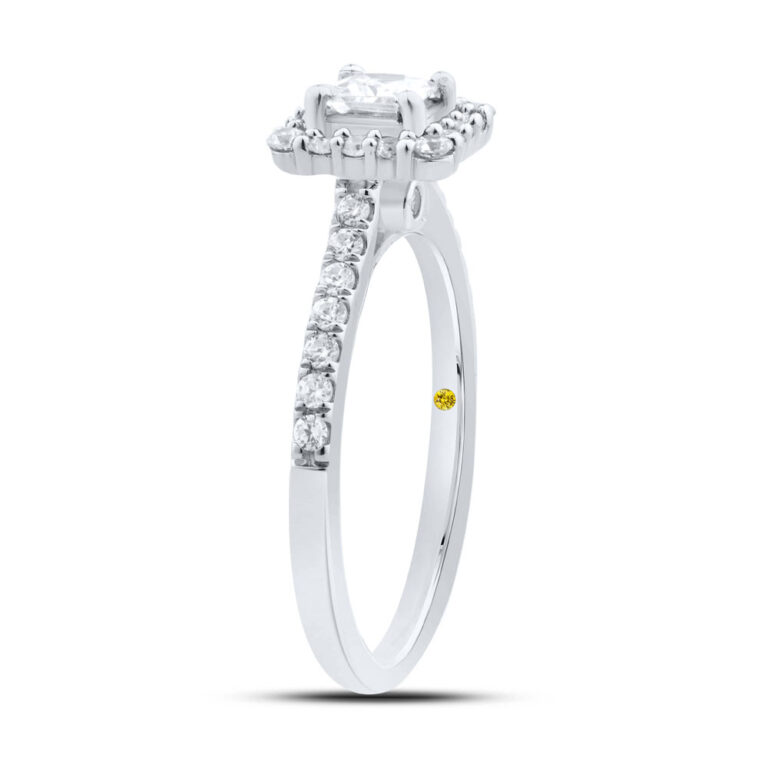 Princess Lina Lab Created Halo Diamond Engagement Ring