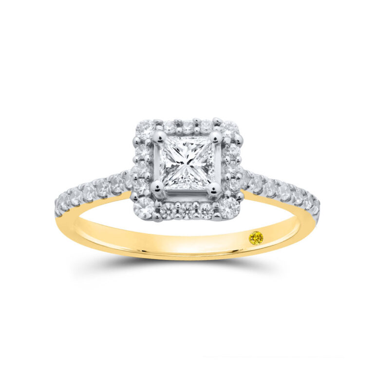 Princess Lina Lab Created Halo Diamond Engagement Ring