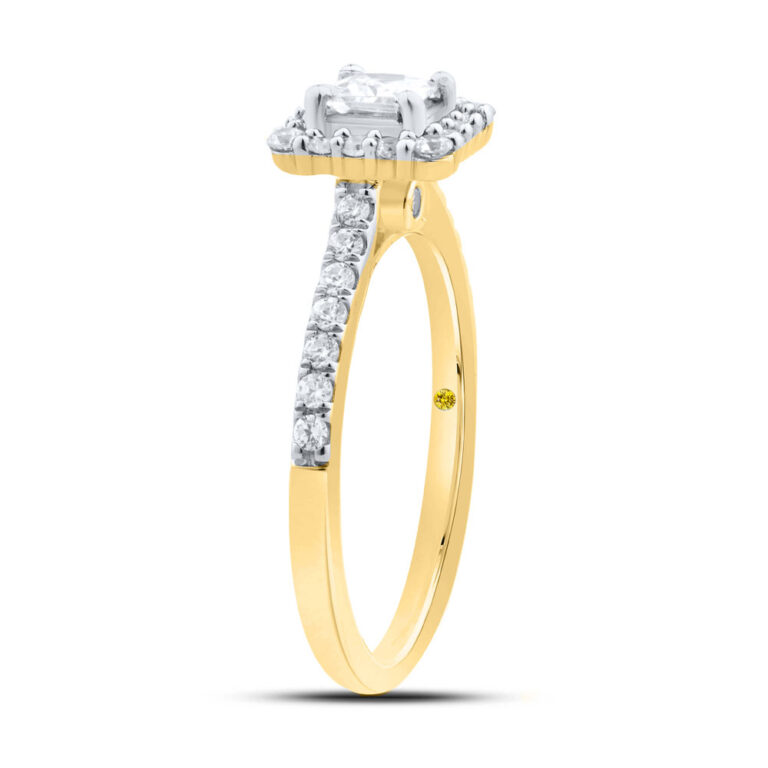 Princess Lina Lab Created Halo Diamond Engagement Ring