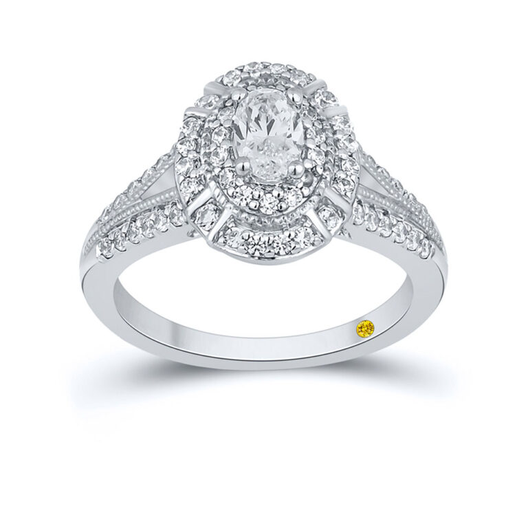 Oval Double Halo Lab Grown Diamond Engagement Ring