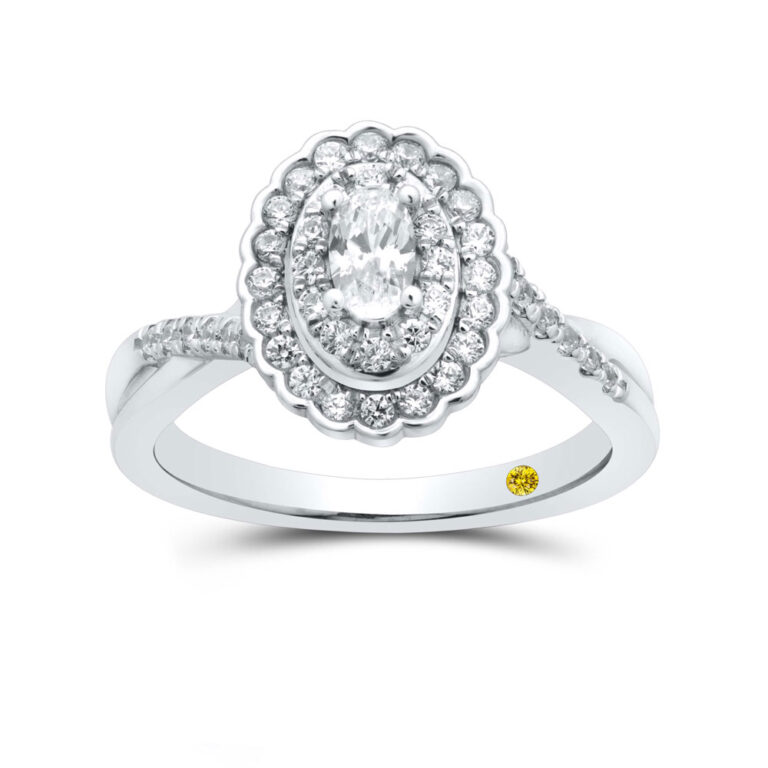 Floral Framed Lab Grown Oval Diamond Engagement Ring