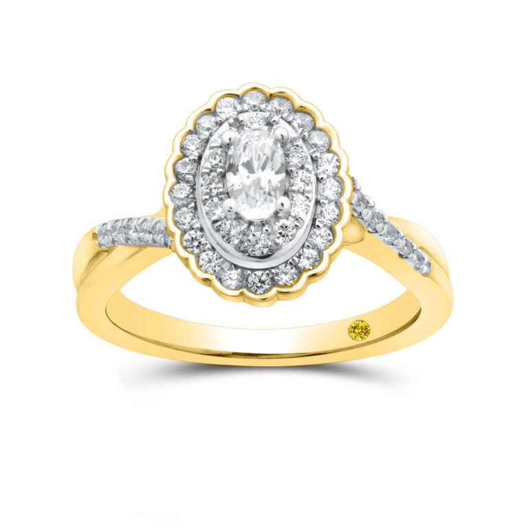 Floral Framed Lab Grown Oval Diamond Engagement Ring