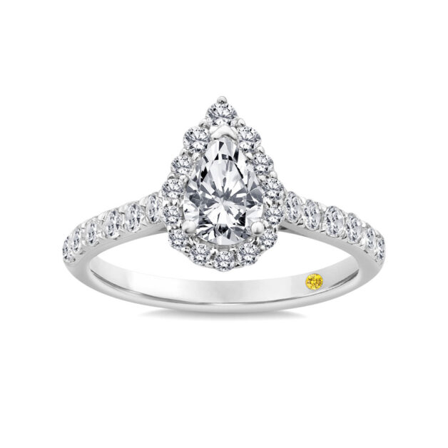 Delicate Pear Shaped Halo Lab Grown Diamond Engagement Ring