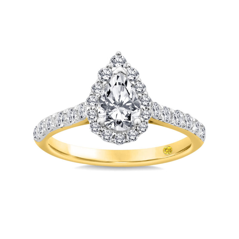 Delicate Pear Shaped Halo Lab Diamond Engagement Ring