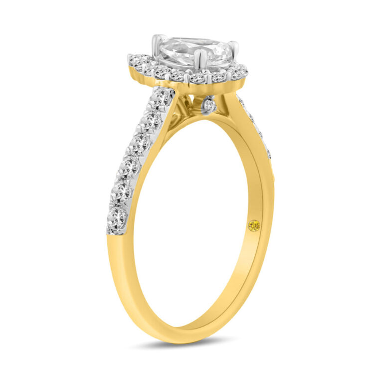 Delicate Pear Shaped Halo Lab Diamond Engagement Ring