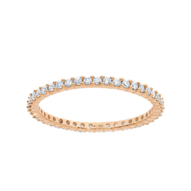 Lab Grown Prong Set Full Diamond Eternity Ring-1 ct. tw.-18K Rose Gold_1