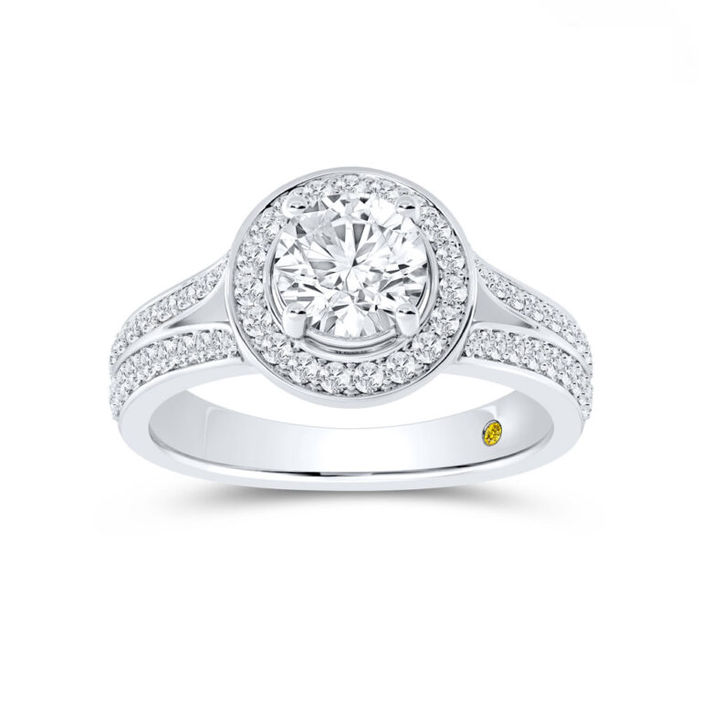 Gleam Lab Grown Split Shank Halo Diamond Engagement Ring
