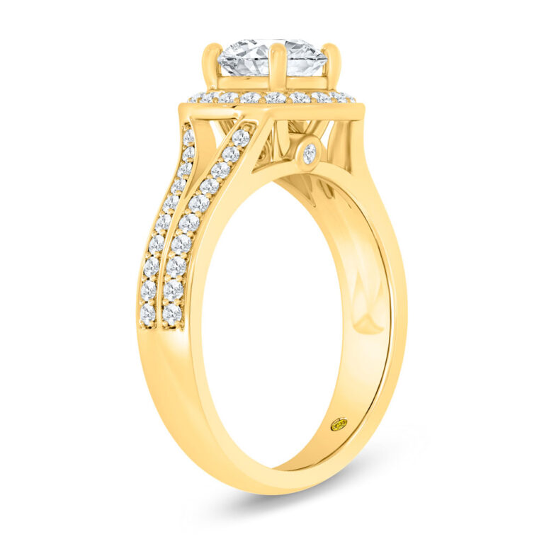 Gleam Lab Grown Split Shank Halo Diamond Engagement Ring