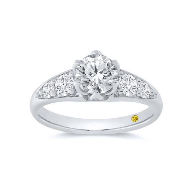 Riven Quarter Coverage Graduating Pavé Round Lab Grown Diamond Engagement Ring