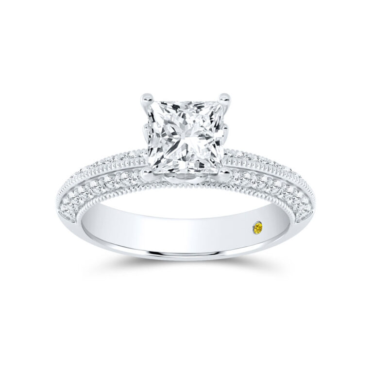 Aether Vintage Inspired Lotus Basket Lab Diamond Engagement Ring