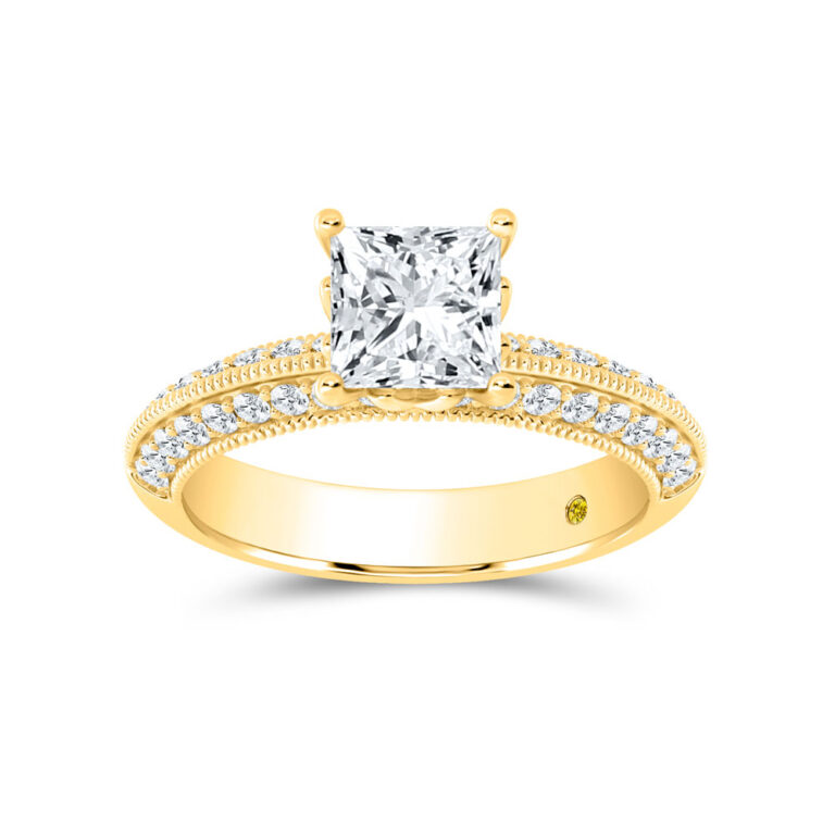 Aether Vintage Inspired Lotus Basket Lab Diamond Engagement Ring