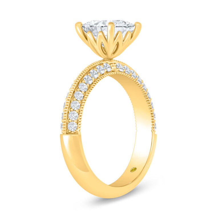 Aether Vintage Inspired Lotus Basket Lab Diamond Engagement Ring