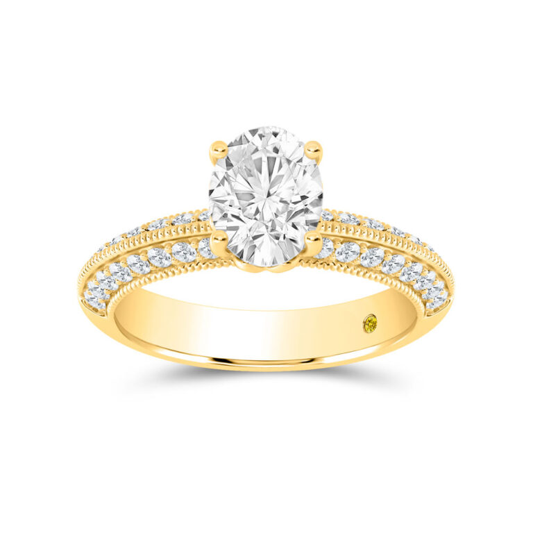 Aether Vintage Inspired Lotus Basket Lab Diamond Engagement Ring