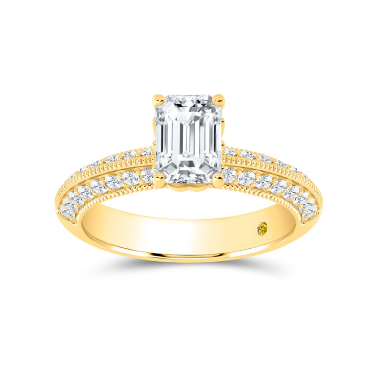 Aether Vintage Inspired Lotus Basket Lab Diamond Engagement Ring