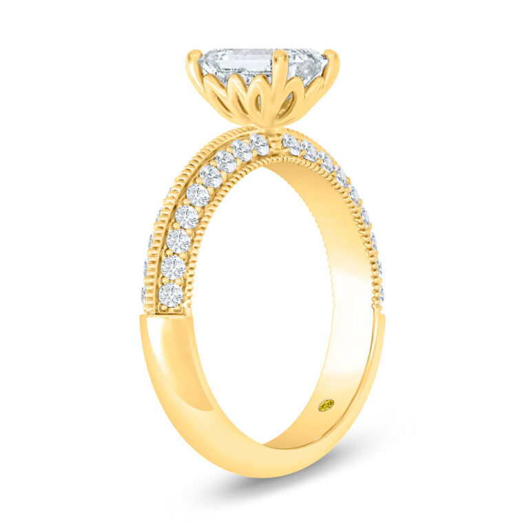 Aether Vintage Inspired Lotus Basket Lab Diamond Engagement Ring