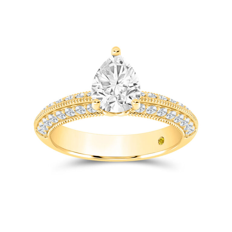 Aether Vintage Inspired Lotus Basket Lab Diamond Engagement Ring