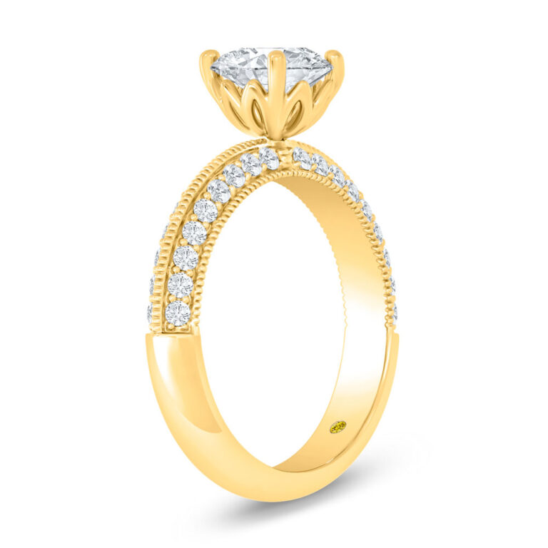 Aether Vintage Inspired Lotus Basket Lab Diamond Engagement Ring