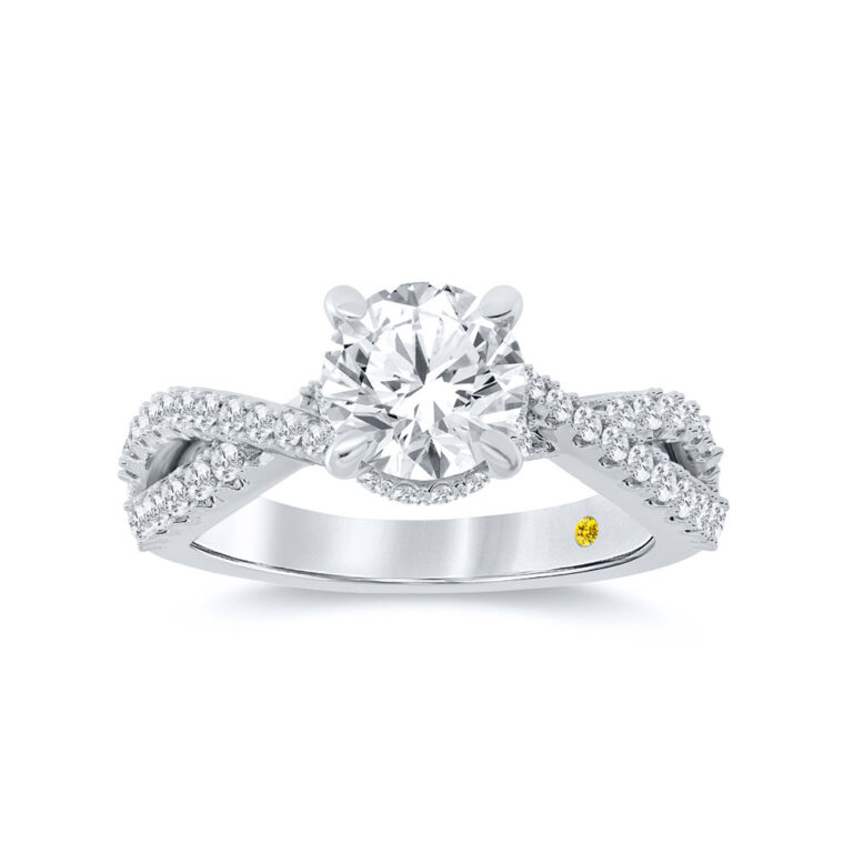 Zora Twisted Pavé Shank Lab Diamond Engagement Ring