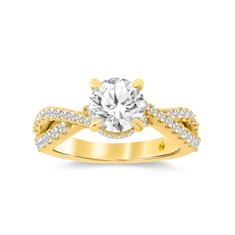 Zora Twisted Pavé Shank Lab Diamond Engagement Ring
