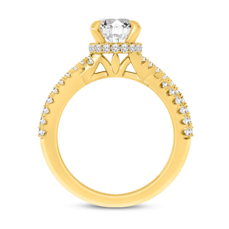 Zora Twisted Pavé Shank Lab Diamond Engagement Ring