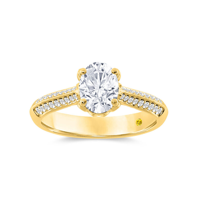Uzma Knife Edge Hidden Halo Lab Grown Diamond Engagement Ring