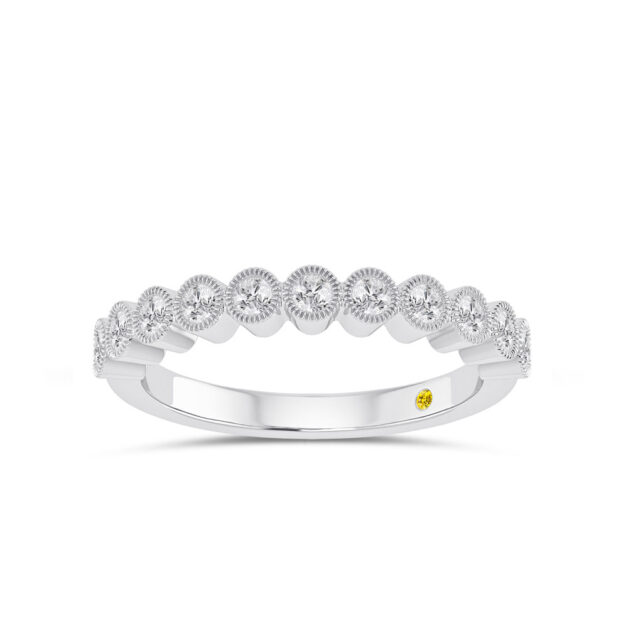 Milgrain Bezel Semi Eternity Ring-1/2 ct. tw.-18K White Gold_1