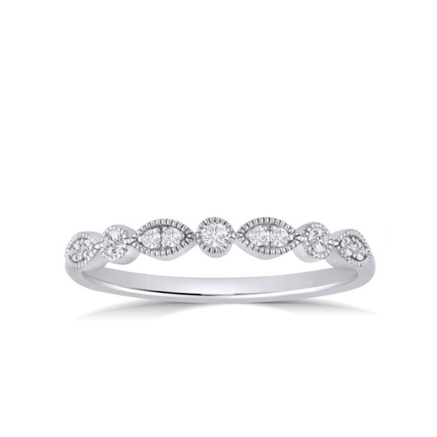 Lab Grown 'Dot-Dash' Diamond Band Ring-1/6 ct. tw.-18K White Gold_1