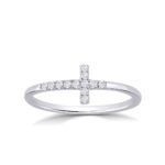Lab Grown Prong Set Diamond Cross Ring-1/8 ct. tw.-18K White Gold_1